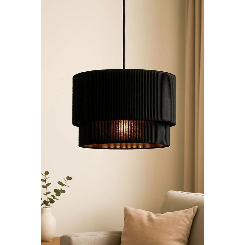 Casa si Gradina - Corpuri si surse de iluminat - Lustre si pendule - Candelabru, Opviq, plastic, rafie, negru, inaltime reglabila, 22-60 cm - Infinity.ro