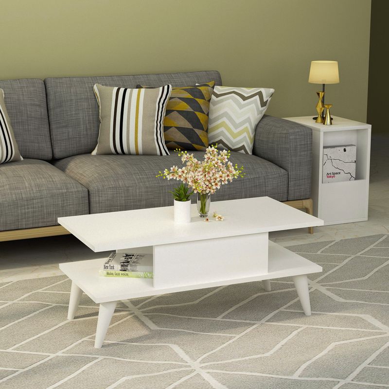 Casa si Gradina - Mobilier - Mese si birouri - Masute de cafea - Masuta de cafea, Hanah Home, pal melaminat, alb, 90x45x40 cm, 475OLV1322 - Infinity.ro