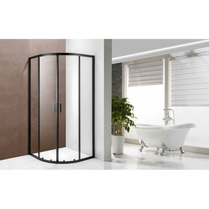 Casa si Gradina - Sanitare - Cazi si cabine de dus - Cabine dus - Cabina de dus remirotunda, cadru negru, 100x100x190 cm - Infinity.ro