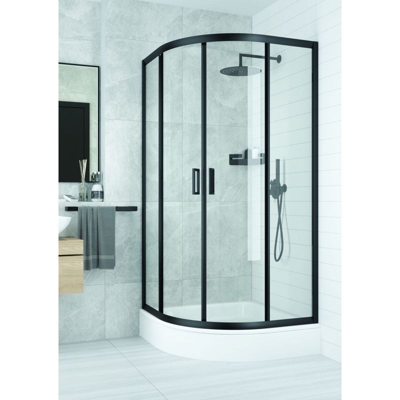Casa si Gradina - Sanitare - Cazi si cabine de dus - Cabine dus - Cabina de dus remirotunda, cadru negru, 100x100x190 cm - Infinity.ro