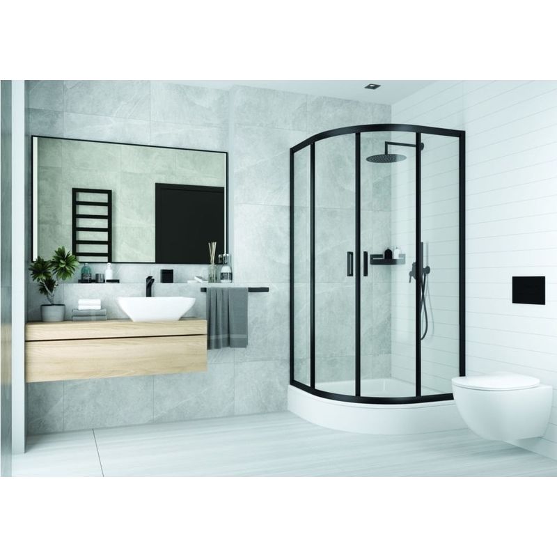Casa si Gradina - Sanitare - Cazi si cabine de dus - Cabine dus - Cabina de dus remirotunda, cadru negru, 100x100x190 cm - Infinity.ro