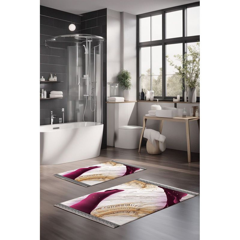 Casa si Gradina - Textile si covoare - Covoare - Covorase baie - Set covorase de baie, L'essentiel Maison, multicolor, 40x60 cm si 60x100 cm, 100% poliester, antiderapant, 323CTW1195 - Infinity.ro