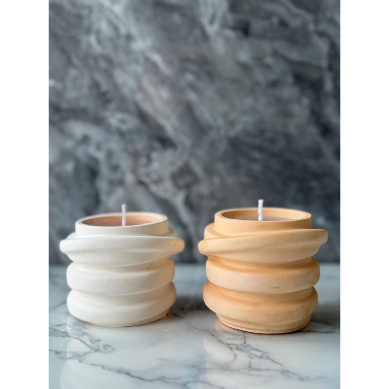 Casa si Gradina - Decoratiuni - Aromaterapie si lumanari - Lumanari si candele - Set lumanari, Aberto Design, beton, alb, 8x7x8 cm, 2 piese - Infinity.ro