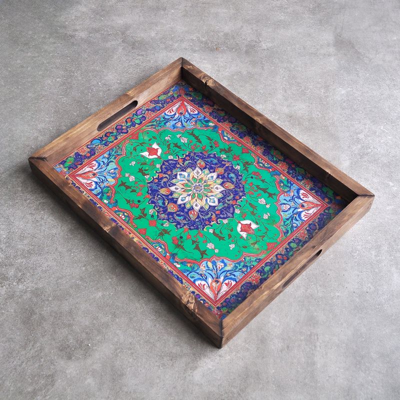 Casa si Gradina - Bucatarie si vesela - Ustensile bucatarie - Tavi servire - Tava de servire, Aberto Design, lemn masiv, multicolor, 48x38x4 cm, 799EVL1123 - Infinity.ro