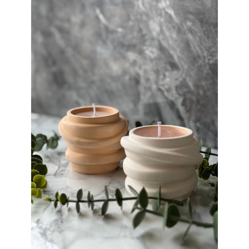 Casa si Gradina - Decoratiuni - Aromaterapie si lumanari - Lumanari si candele - Set lumanari, Aberto Design, beton, alb, 8x7x8 cm, 2 piese - Infinity.ro