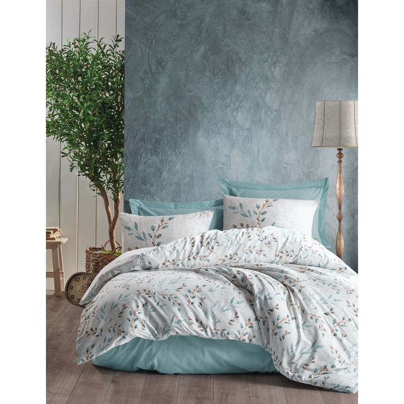 Casa si Gradina - Textile si covoare - Lenjerii de pat - Seturi de lenjerie - Set lenjerie pat single, L'essentiel Maison, menta alb, 160x220 cm, 100% bumbac ranforsat - Infinity.ro