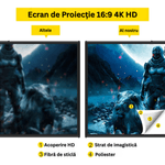 TV, Audio-Video si Foto - Videoproiectoare si accesorii - Ecrane proiectie - Ecran Proiectie 80", 4K UHD, 16:9, Reglabil 200-250cm, Unghi 160°, Portabil, Usor Instalare, Aluminiu, Home Cinema - Infinity.ro