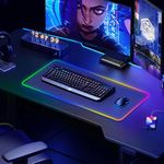 PC, gaming si accesorii - Periferice PC - Mousepad - Mousepad Mare Gaming 80x30cm, LED RGB, Antiderapant, Waterproof, Cusaturi Intarite, USB Inclus, Negru - Infinity.ro