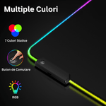 PC, gaming si accesorii - Periferice PC - Mousepad - Mousepad Mare Gaming 80x30cm, LED RGB, Antiderapant, Waterproof, Cusaturi Intarite, USB Inclus, Negru - Infinity.ro
