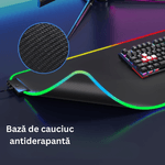 PC, gaming si accesorii - Periferice PC - Mousepad - Mousepad Mare Gaming 80x30cm, LED RGB, Antiderapant, Waterproof, Cusaturi Intarite, USB Inclus, Negru - Infinity.ro
