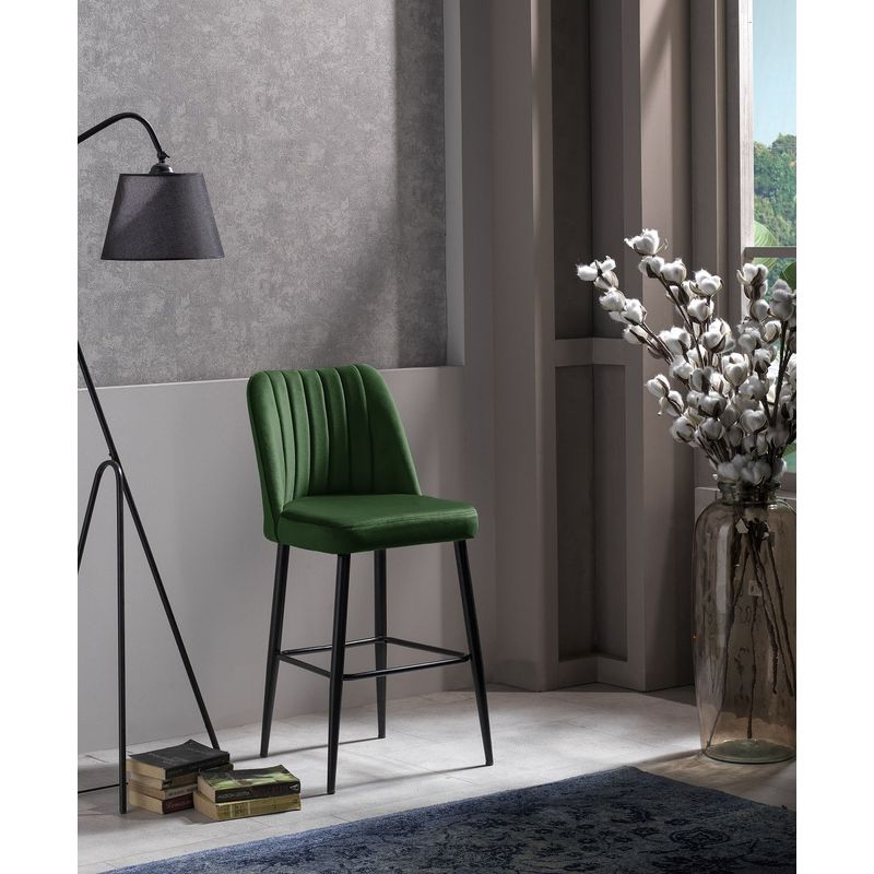 Casa si Gradina - Mobilier - Scaune si fotolii - Tabureti - Set taburete bar, Hanah Home, lemn melaminat, verde negru, 49x45x99 cm, 4 bucati - Infinity.ro