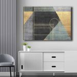 Casa si Gradina - Decoratiuni - Tablouri - Tablou canvas decorativ, Wallxpert, 100% panza, albastru auriu antracit, 70x100 cm - Infinity.ro