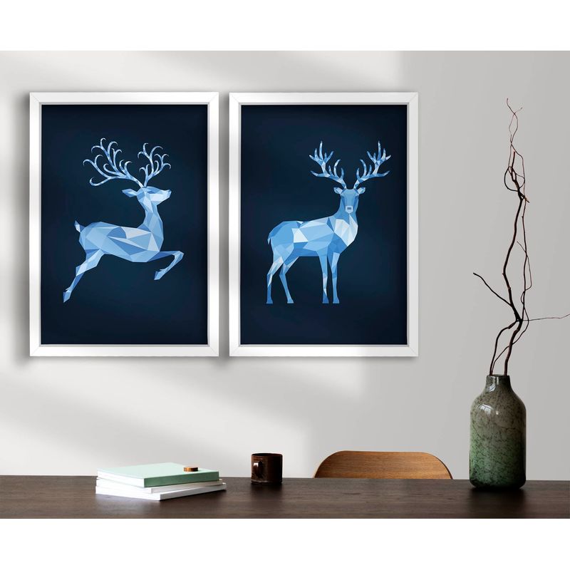 Casa si Gradina - Decoratiuni - Tablouri - Tablou decorativ inramat, Wallxpert, mdf, albastru, alb, albastru marin, 38x53 cm, set 2 bucati - Infinity.ro