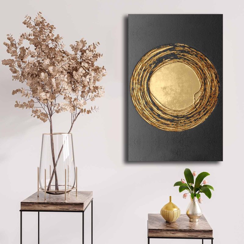 Casa si Gradina - Decoratiuni - Tablouri - Tablou decorativ, Wallxpert, panza, auriu si negru, 45x70 cm - Infinity.ro