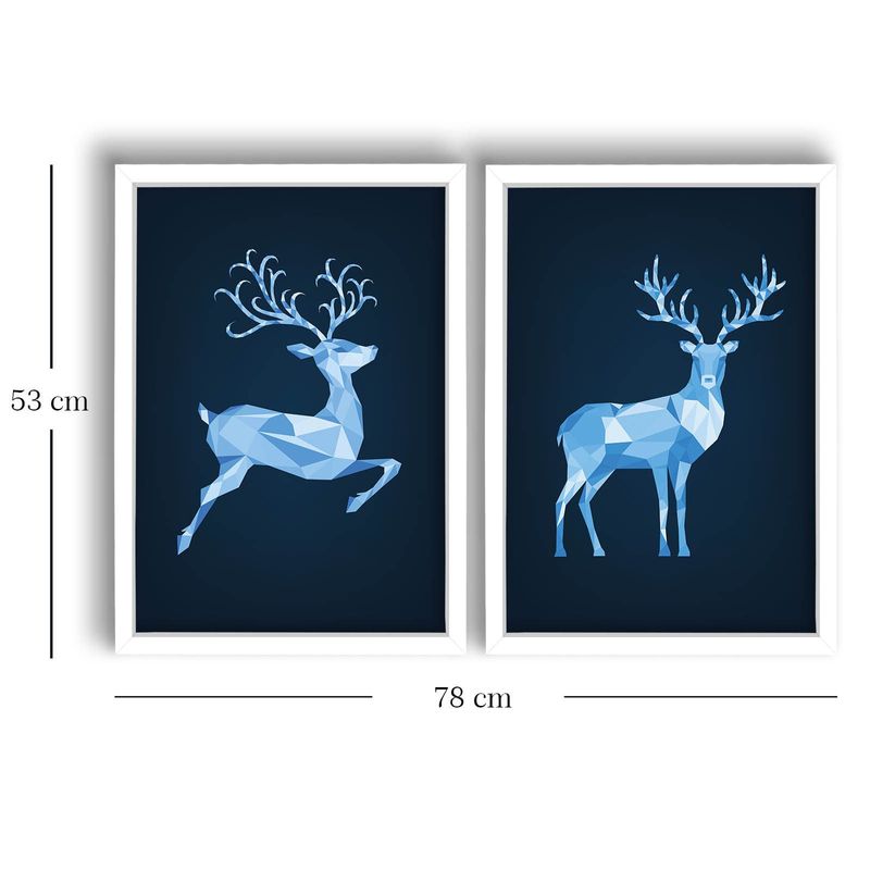 Casa si Gradina - Decoratiuni - Tablouri - Tablou decorativ inramat, Wallxpert, mdf, albastru, alb, albastru marin, 38x53 cm, set 2 bucati - Infinity.ro