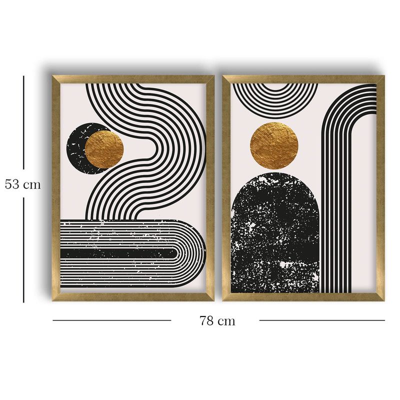 Casa si Gradina - Decoratiuni - Tablouri - Tablou decorativ cu rama, Wallxpert, mdf, auriu alb negru, 38x53 cm, set 2 bucati - Infinity.ro