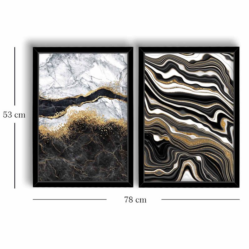 Casa si Gradina - Decoratiuni - Tablouri - Set tablouri decorative, Wallxpert, mdf, negru auriu alb gri, 38x53 cm, 2 bucati - Infinity.ro