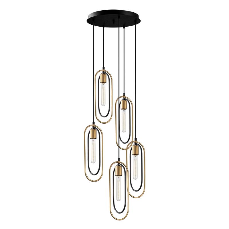 Casa si Gradina - Corpuri si surse de iluminat - Lustre si pendule - Lustra, Opviq, metal, negru auriu, 48x48x132 cm - Infinity.ro