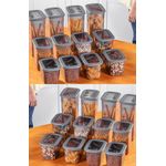 Casa si Gradina - Bucatarie si vesela - Organizare si depozitare bucatarie - Cutii alimentare - Set cutii de depozitare, Hermia, plastic, antracit, 24 piese, diverse dimensiuni - Infinity.ro