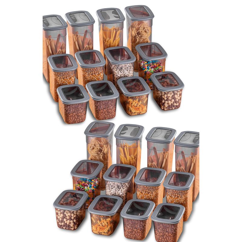 Casa si Gradina - Bucatarie si vesela - Organizare si depozitare bucatarie - Cutii alimentare - Set cutii de depozitare, Hermia, plastic, antracit, 24 piese, diverse dimensiuni - Infinity.ro