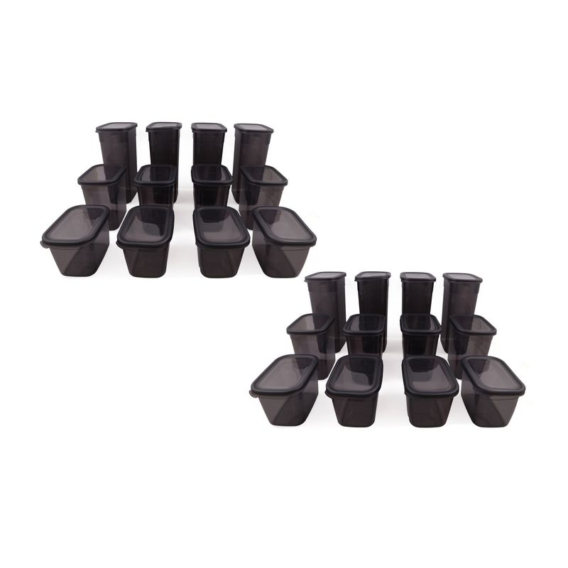 Casa si Gradina - Bucatarie si vesela - Organizare si depozitare bucatarie - Cutii alimentare - Set cutii de depozitare, Hermia, plastic, antracit, 24 piese, diverse dimensiuni - Infinity.ro