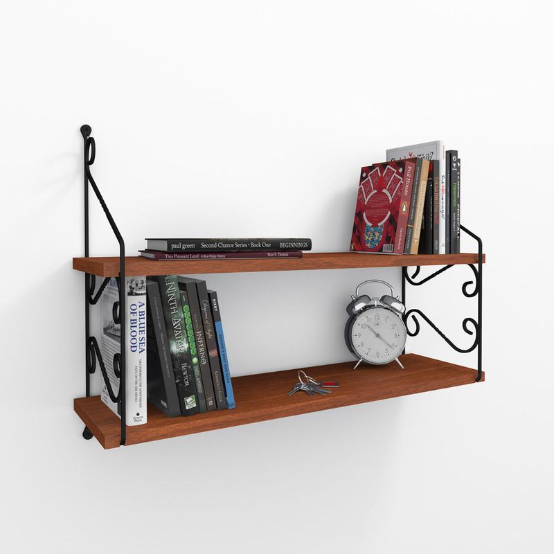 Casa si Gradina - Mobilier - Biblioteci si rafturi - Rafturi - Raft de perete, Hanah Home, pal melaminat, nuc, 72x51x20 cm - Infinity.ro