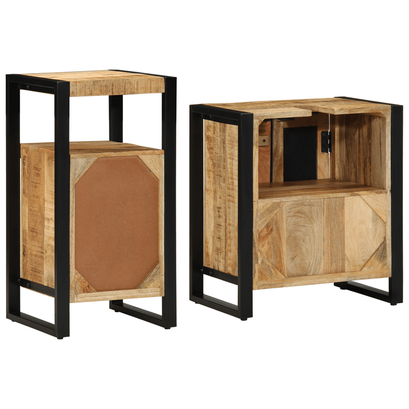 Casa si Gradina - Mobilier - Seturi de mobilier - Seturi baie - Set de mobilier pentru baie 2 pcs Maro Lemn de mango brut - Infinity.ro