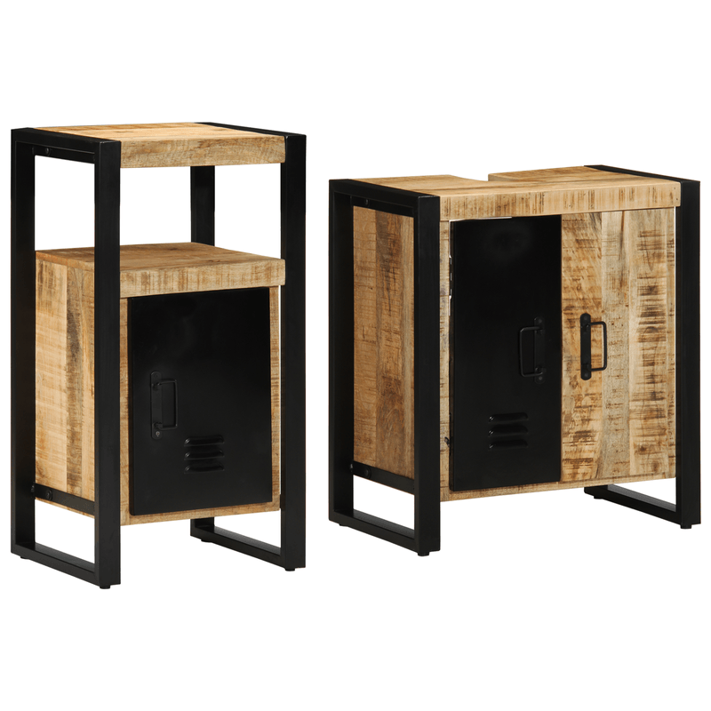 Casa si Gradina - Mobilier - Seturi de mobilier - Seturi baie - Set de mobilier pentru baie 2 pcs Maro Lemn de mango brut - Infinity.ro