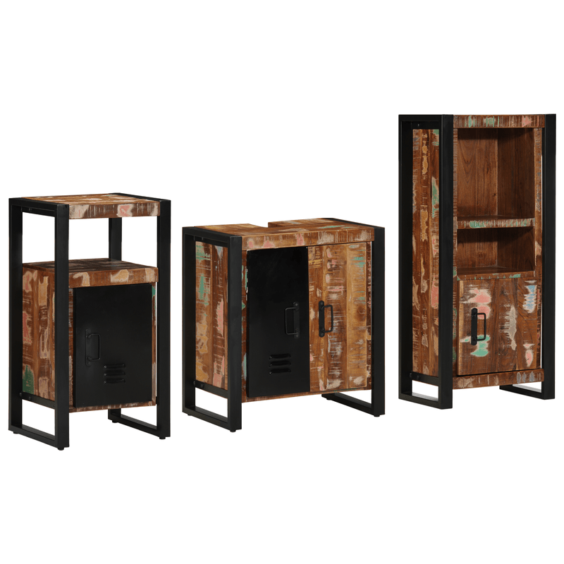 Casa si Gradina - Mobilier - Seturi de mobilier - Seturi baie - Set de mobilier pentru baie cu raft 3 pcs Lemn recuperat solid - Infinity.ro