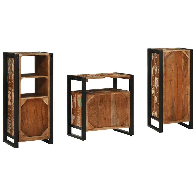 Casa si Gradina - Mobilier - Seturi de mobilier - Seturi baie - Set de mobilier pentru baie cu raft 3 pcs Lemn recuperat solid - Infinity.ro