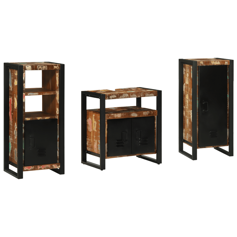 Casa si Gradina - Mobilier - Seturi de mobilier - Seturi baie - Set de mobilier pentru baie cu raft 3 pcs Lemn recuperat solid - Infinity.ro