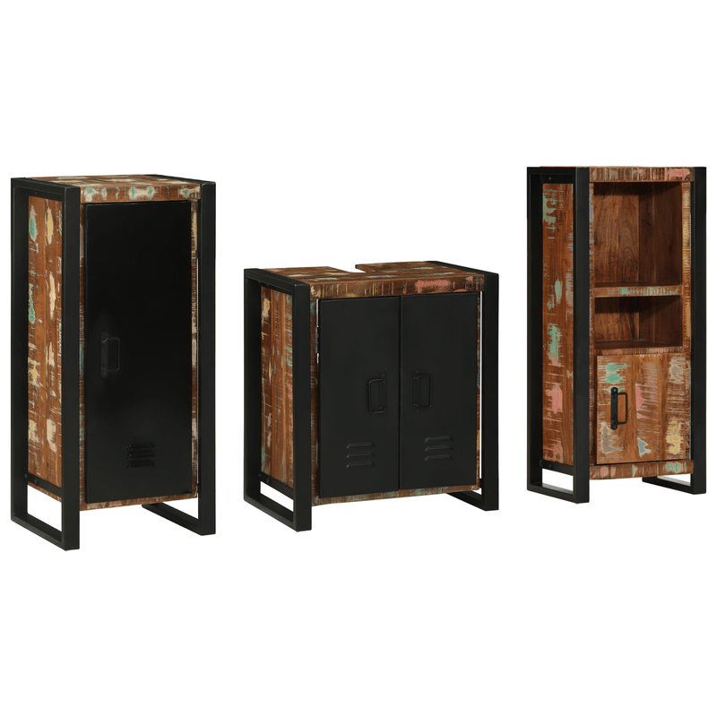 Casa si Gradina - Mobilier - Seturi de mobilier - Seturi baie - Set de mobilier pentru baie cu raft 3 pcs Lemn recuperat solid - Infinity.ro