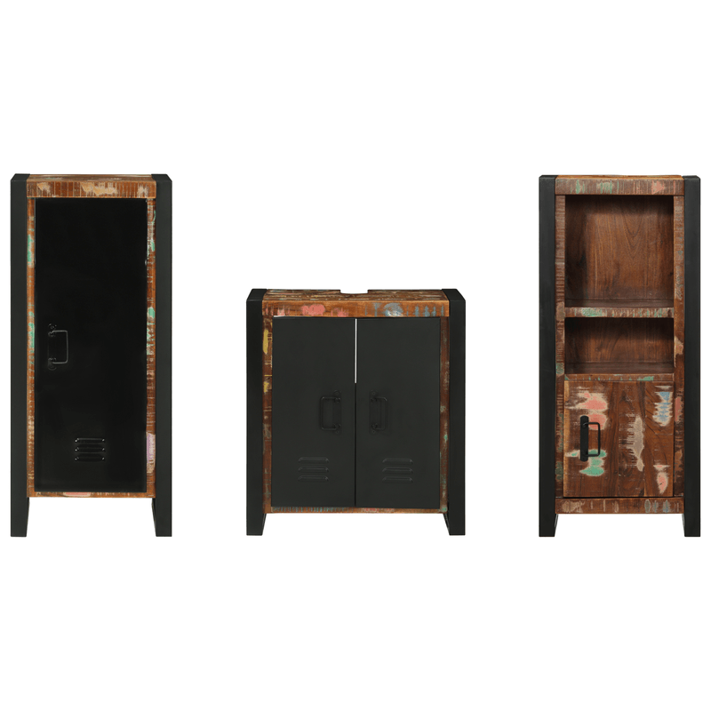 Casa si Gradina - Mobilier - Seturi de mobilier - Seturi baie - Set de mobilier pentru baie cu raft 3 pcs Lemn recuperat solid - Infinity.ro