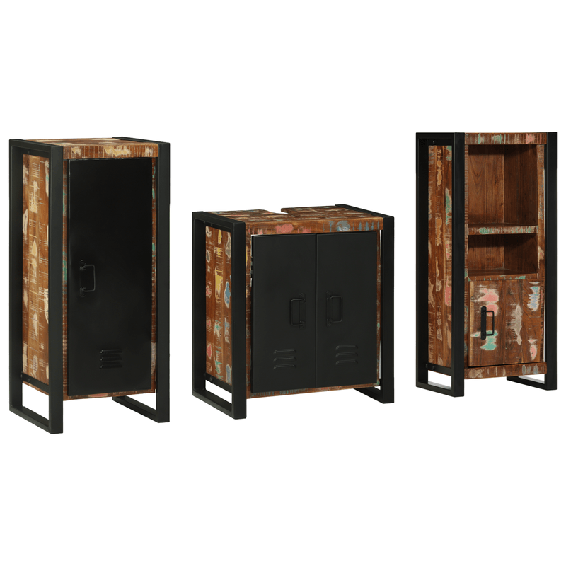 Casa si Gradina - Mobilier - Seturi de mobilier - Seturi baie - Set de mobilier pentru baie cu raft 3 pcs Lemn recuperat solid - Infinity.ro