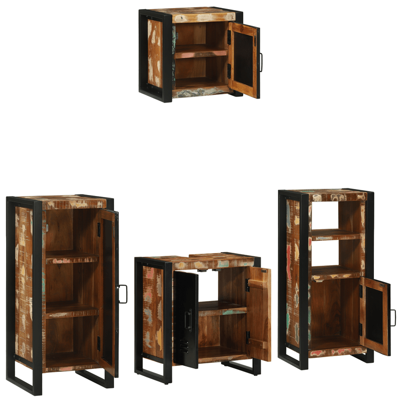 Casa si Gradina - Mobilier - Seturi de mobilier - Seturi baie - Set de mobilier pentru baie cu raft 4 pcs Lemn recuperat solid - Infinity.ro