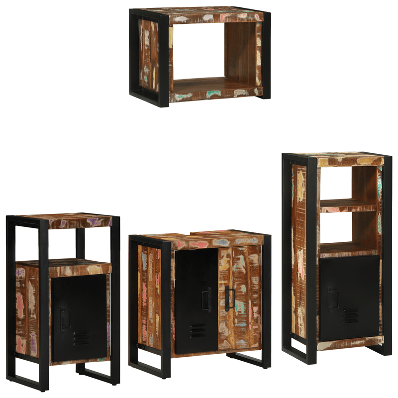 Casa si Gradina - Mobilier - Seturi de mobilier - Seturi baie - Set de mobilier pentru baie cu raft 4 pcs Lemn recuperat solid - Infinity.ro