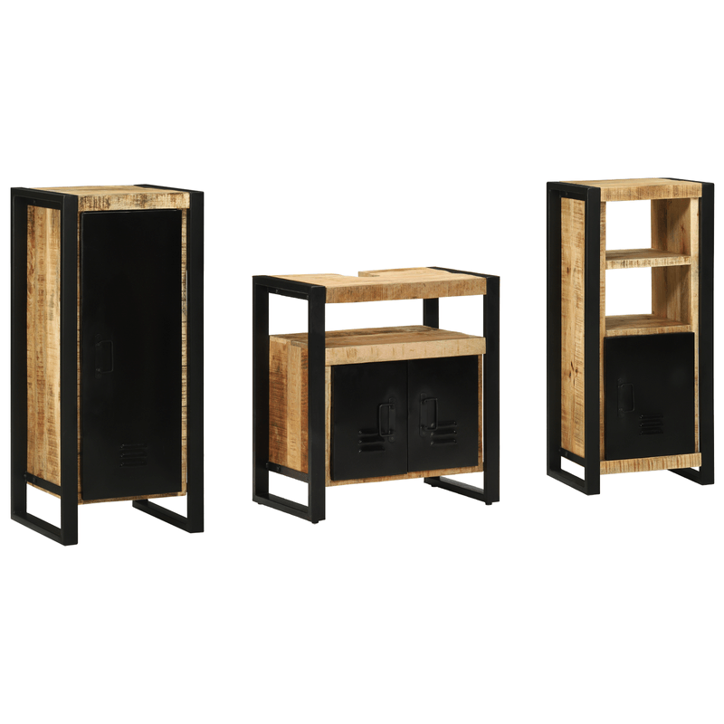 Casa si Gradina - Mobilier - Seturi de mobilier - Seturi baie - Set de mobilier pentru baie 3 pcs Maro Lemn de mango solid - Infinity.ro