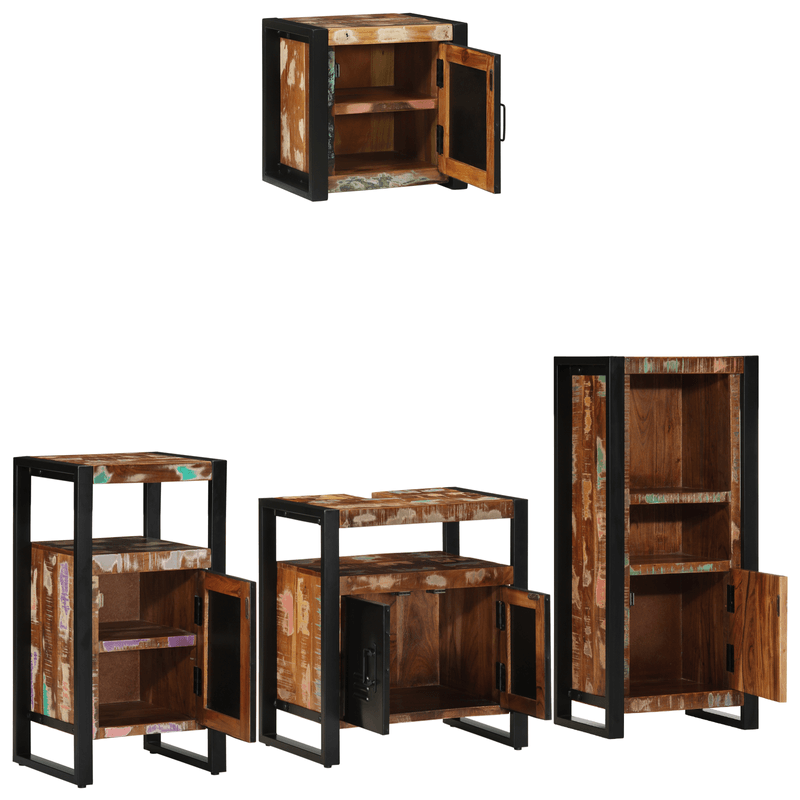 Casa si Gradina - Mobilier - Seturi de mobilier - Seturi baie - Set de mobilier pentru baie cu raft 4 pcs Lemn recuperat solid - Infinity.ro