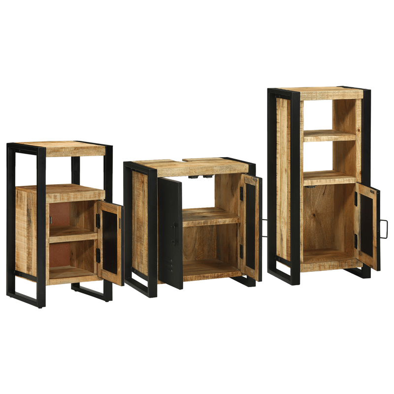 Casa si Gradina - Mobilier - Seturi de mobilier - Seturi baie - Set de mobilier pentru baie 3 pcs Maro Lemn de mango solid - Infinity.ro