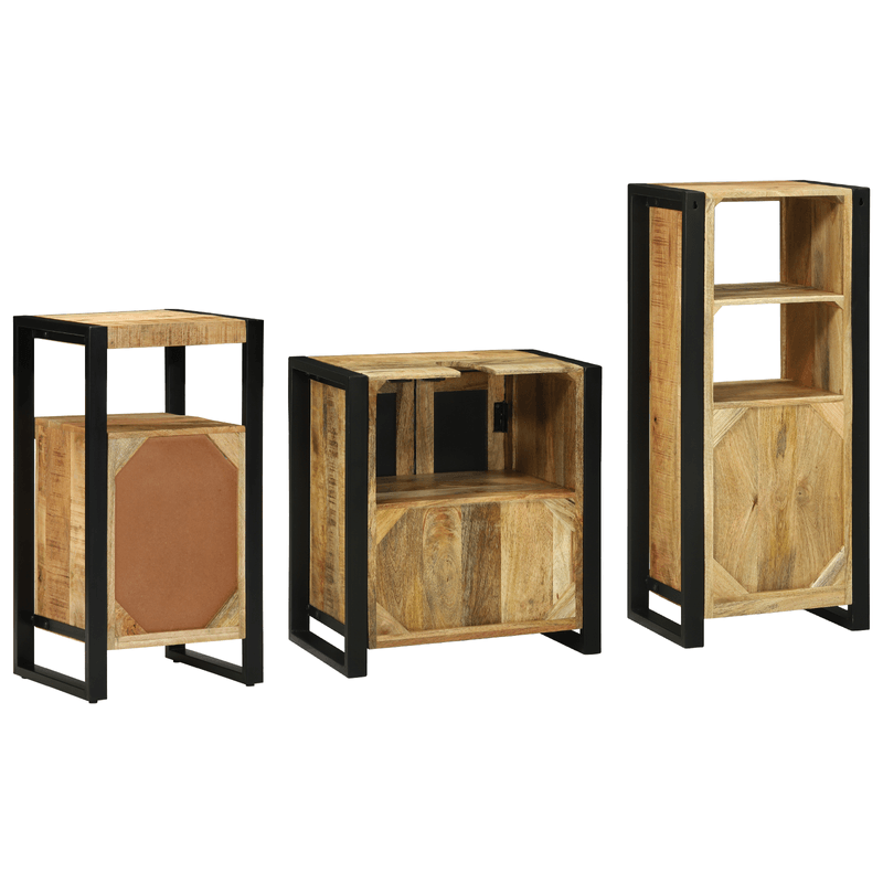 Casa si Gradina - Mobilier - Seturi de mobilier - Seturi baie - Set de mobilier pentru baie 3 pcs Maro Lemn de mango solid - Infinity.ro