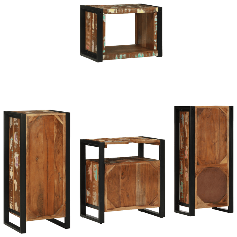 Casa si Gradina - Mobilier - Seturi de mobilier - Seturi baie - Set de mobilier pentru baie cu raft 4 pcs Lemn recuperat solid - Infinity.ro