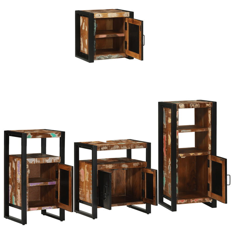 Casa si Gradina - Mobilier - Seturi de mobilier - Seturi baie - Set de mobilier pentru baie cu raft 4 pcs Lemn recuperat solid - Infinity.ro