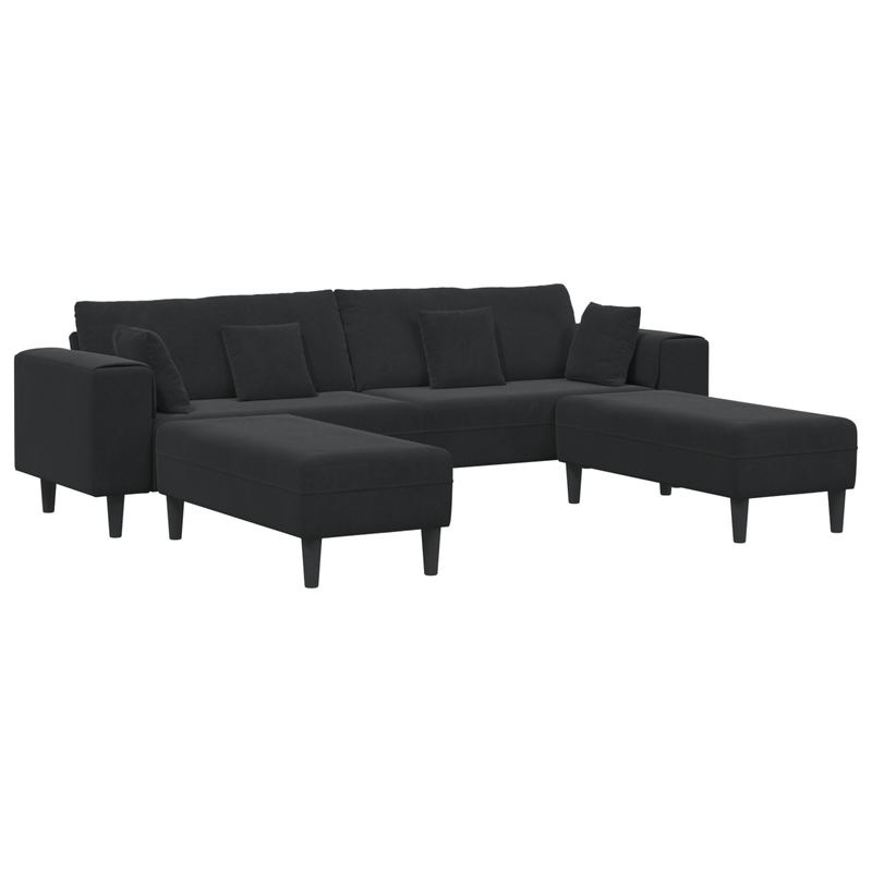 Casa si Gradina - Mobilier - Canapele si coltare - Canapele - Canapea din catifea cu perna cu perna 3 pcs Negru 208 cm Catifea - Infinity.ro