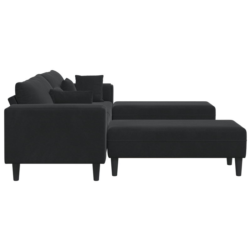 Casa si Gradina - Mobilier - Canapele si coltare - Canapele - Canapea din catifea cu perna cu perna 3 pcs Negru 208 cm Catifea - Infinity.ro