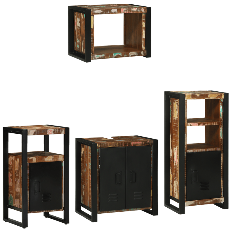 Casa si Gradina - Mobilier - Seturi de mobilier - Seturi baie - Set de mobilier pentru baie cu raft 4 pcs Lemn recuperat solid - Infinity.ro