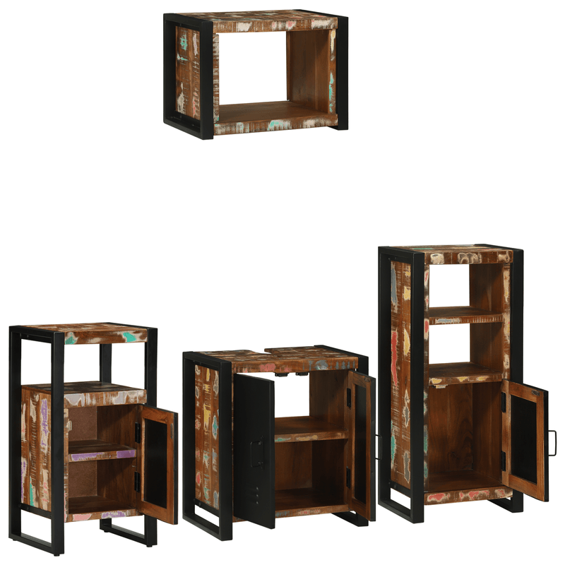 Casa si Gradina - Mobilier - Seturi de mobilier - Seturi baie - Set de mobilier pentru baie cu raft 4 pcs Lemn recuperat solid - Infinity.ro