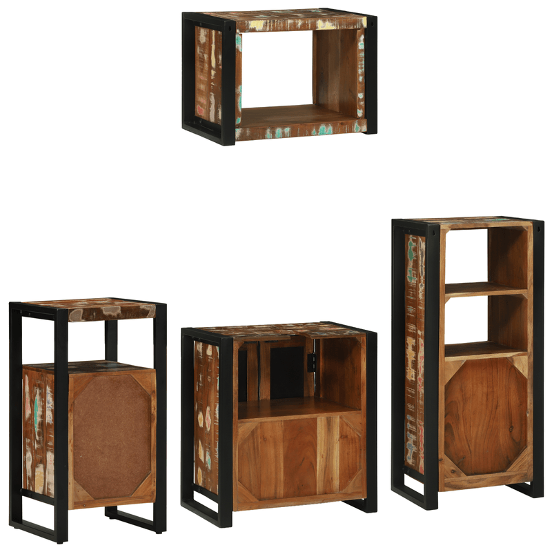 Casa si Gradina - Mobilier - Seturi de mobilier - Seturi baie - Set de mobilier pentru baie cu raft 4 pcs Lemn recuperat solid - Infinity.ro