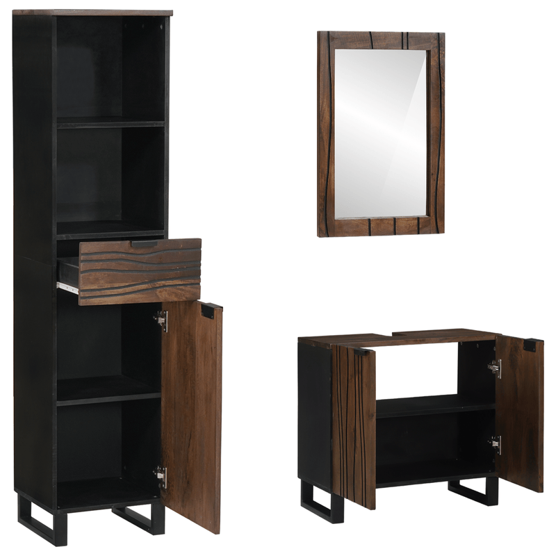 Casa si Gradina - Mobilier - Seturi de mobilier - Seturi baie - Set de mobilier pentru baie 3 pcs Maro Nuc 38 x 33 x 160 cm - Infinity.ro