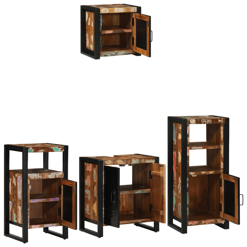 Casa si Gradina - Mobilier - Seturi de mobilier - Seturi baie - Set de mobilier pentru baie cu raft 4 pcs Lemn recuperat solid - Infinity.ro