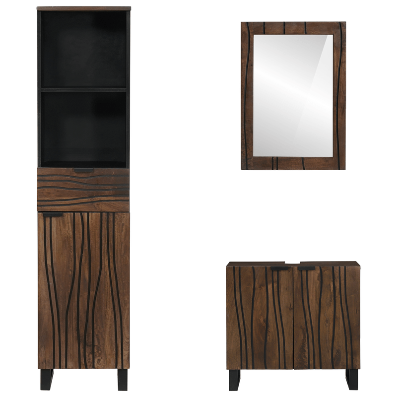 Casa si Gradina - Mobilier - Seturi de mobilier - Seturi baie - Set de mobilier pentru baie 3 pcs Maro Nuc 38 x 33 x 160 cm - Infinity.ro